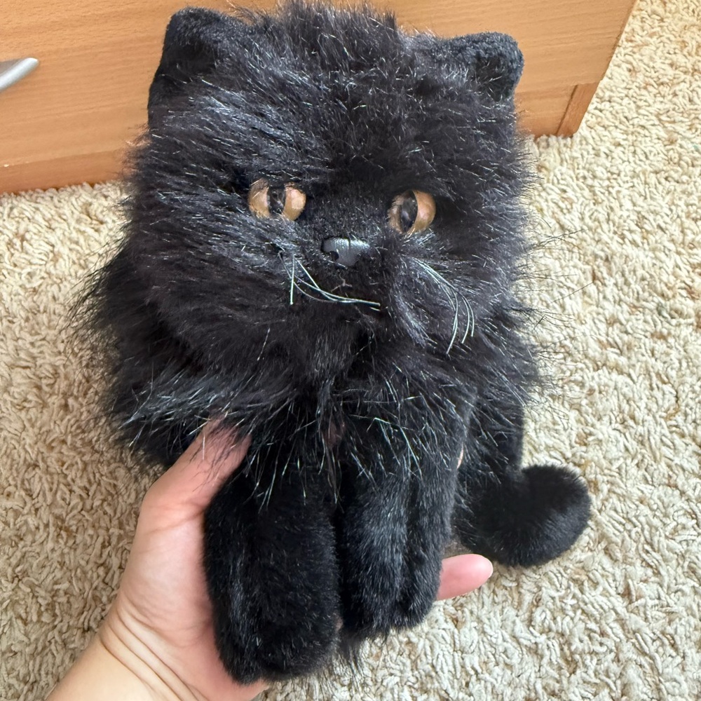 Vintage TY Onyx Black Cat Plush Persian Realistic Stuffed Animal - Picture 9 of 10